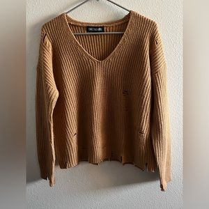 Women’s Tan Distressed Sweater Sz M